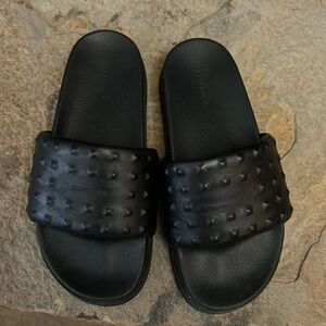 ALLSAINTS Black Leather Upper Slides